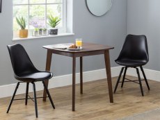 Julian Bowen Lennox 80cm Walnut Dining Table and 2 Kari Chairs Set