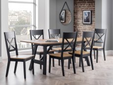Julian Bowen Julian Bowen Hockley 190cm Black and Light Oak Dining Table and 6 Chairs Set