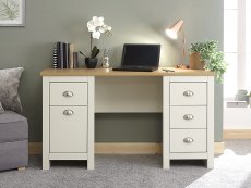 GFW GFW Lancaster Cream and Oak 1 Door 4 Drawer Study Desk (Flat Packed)