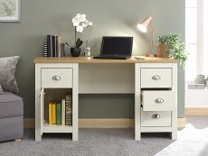 GFW GFW Lancaster Cream and Oak 1 Door 4 Drawer Study Desk (Flat Packed)
