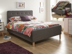 GFW Ashbourne 5ft King Size Dark Grey Upholstered Fabric Ottoman Bed Frame