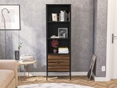 Birlea Birlea Opus Walnut and Black 2 Drawer Bookcase (Flat Packed)