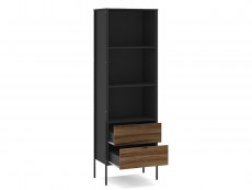 Birlea Birlea Opus Walnut and Black 2 Drawer Bookcase (Flat Packed)