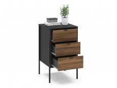 Birlea Birlea Opus Walnut and Black 3 Drawer Storage Unit (Flat Packed)