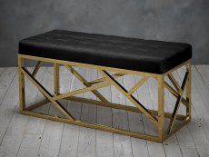 LPD Renata Black Fabric and Gold Painted Bench