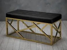 LPD LPD Renata Black Fabric and Gold Painted Bench