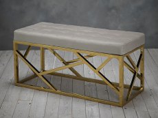 LPD Renata Mink Fabric and Gold Painted Bench