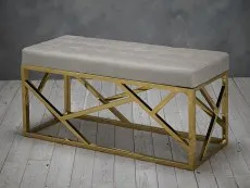 LPD LPD Renata Mink Fabric and Gold Painted Bench