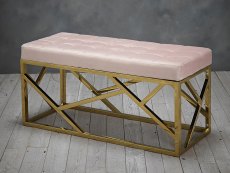 LPD LPD Renata Pink Fabric and Gold Painted Bench