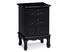 LPD Antoinette Black 3 Drawer Bedside Cabinet (Assembled)
