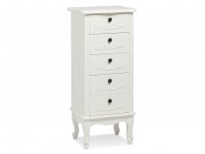 LPD LPD Antoinette White 5 Drawer Tall Narrow Chest of Drawers (Assembled)
