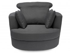 LPD LPD Bliss Large Grey Linen Fabric Swivel Chair