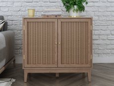 LPD Bordeaux Rattan and Oak 2 Door Small Sideboard (Flat Packed)