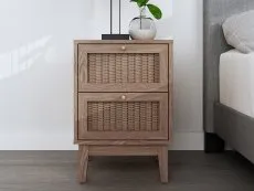 LPD LPD Bordeaux Rattan and Oak 2 Drawer Bedside Table