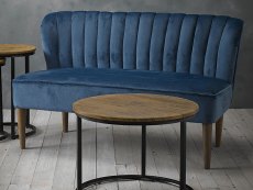 LPD Bella Midnight Blue Velvet Upholstered Fabric 2 Seater Sofa