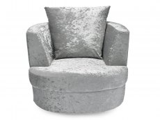 LPD LPD Bliss Small Silver Crushed Velvet Glitz Swivel Chair