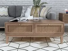 LPD LPD Bordeaux Rattan and Oak 2 Drawer Coffee Table