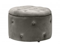 LPD Cleo Charcoal Upholstered Fabric Ottoman Storage Pouffe