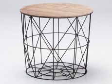 LPD Cosmo Black and Oak Cage Storage Lamp Table