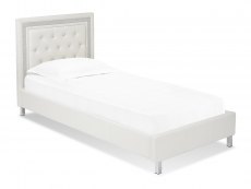LPD Crystalle 3ft Single White Upholstered Faux Leather Bed Frame