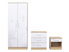 LPD LPD Dakota White and Oak 3 Piece Bedroom Furniture Package (Flat Packed)
