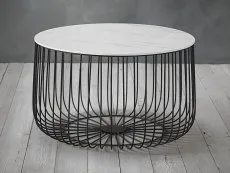 LPD LPD Enzo Marble Effect and Black Cage Storage Coffee Table