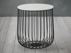 LPD LPD Enzo Marble Effect and Black Cage Storage Lamp Table
