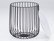 LPD Enzo Marble Effect and Black Cage Storage Lamp Table