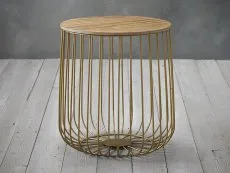 LPD LPD Enzo Oak and Gold Storage Lamp Table