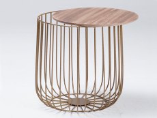 LPD Enzo Oak and Gold Storage Lamp Table