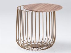 LPD LPD Enzo Oak and Gold Storage Lamp Table