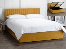 LPD Berlin 4ft6 Double Mustard Velvet Upholstered Fabric Ottoman Bed Frame