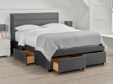 LPD LPD Greenwich 4ft6 Double Dark Grey Velvet Upholstered 4 Drawer Bed Frame