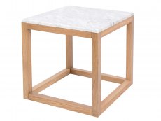 LPD Harlow White Marble and Oak Lamp Table (Flat Packed)