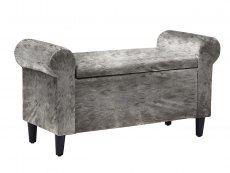LPD LPD Highgrove Silver Crushed Velvet Glitz Upholstered Ottoman Storage Bench (Flat Packed)