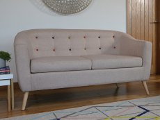 LPD LPD Hudson Beige Linen Upholstered 2 Seater Sofa