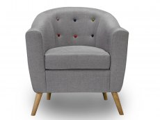LPD Hudson Grey Linen Upholstered Fabric Tub Chair