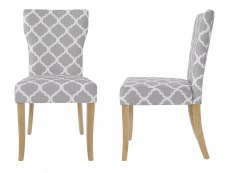 LPD Hugo Set of 2 Grey Patterned Upholstered Dining Chair