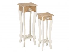 LPD LPD Juliette Cream and Oak Set of 2 Lamp Stands (Assembled)