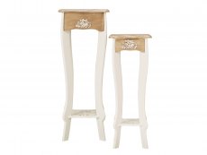 LPD LPD Juliette Cream and Oak Set of 2 Lamp Stands (Assembled)