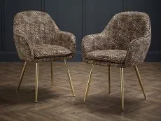 LPD LPD Lara Set of 2 Leopard Print and Gold Dining Chairs