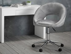 LPD Skylar Grey Velvet Upholstered Fabric Office Chair