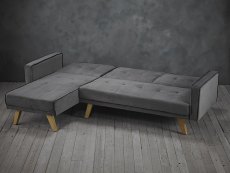 LPD LPD Kitson Silver Velvet Upholstered Fabric Corner Sofa Bed