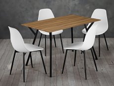 LPD Lisbon Oak 120cm Dining Table and 4 Chair Set
