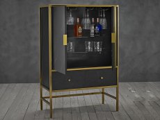 LPD LPD Monaco Black Marble and Gold 2 Door 2 Drawer Drinks Cabinet (Assembled)