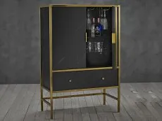 LPD Monaco Black Marble and Gold 2 Door 2 Drawer Drinks Cabinet (Assembled)