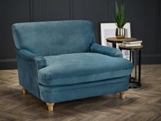 LPD LPD Plumpton Peacock Blue Velvet Upholstered Fabric Chair