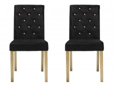 LPD Paris Set of 2 Black Velvet Dining Chairs