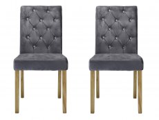 LPD Paris Set of 2 Silver Velvet Dining Chairs