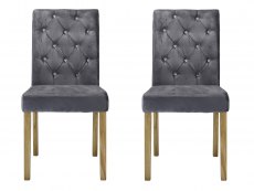 LPD LPD Paris Set of 2 Silver Velvet Dining Chairs